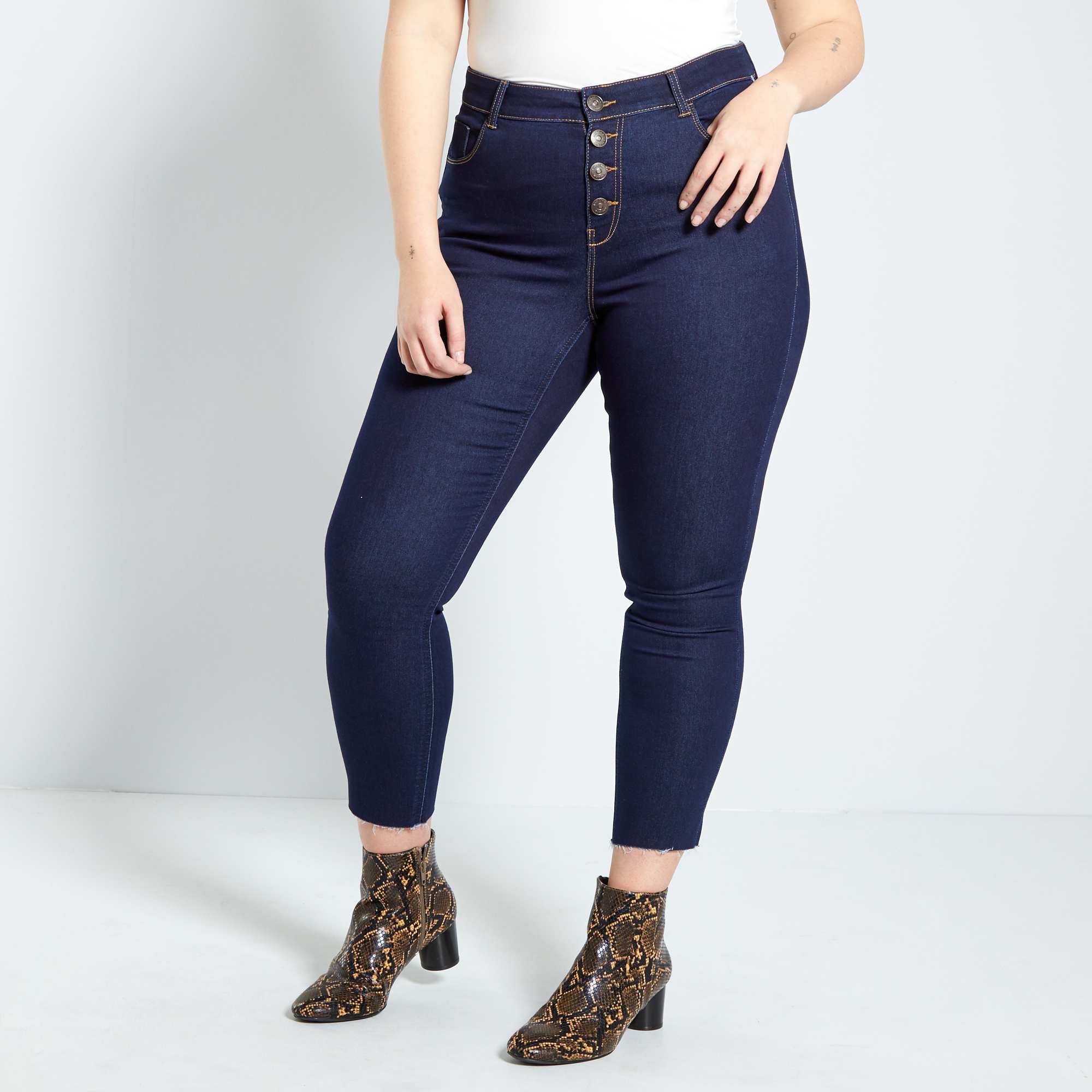 Jean Slim Taille Haute Grande Taille Femme Bleu Kiabi 18 00