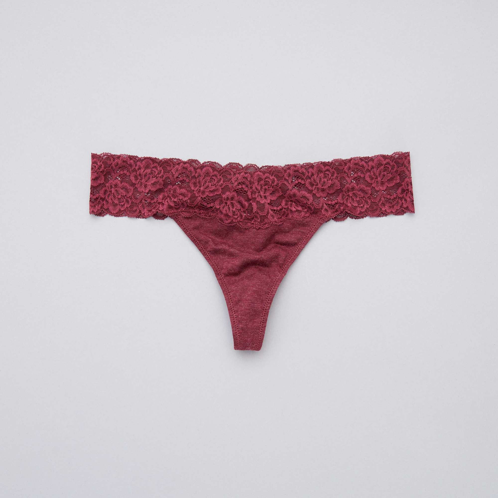 Lot De Strings En Coton Et Dentelle Lingerie Du S Au Xxl Bordeaux