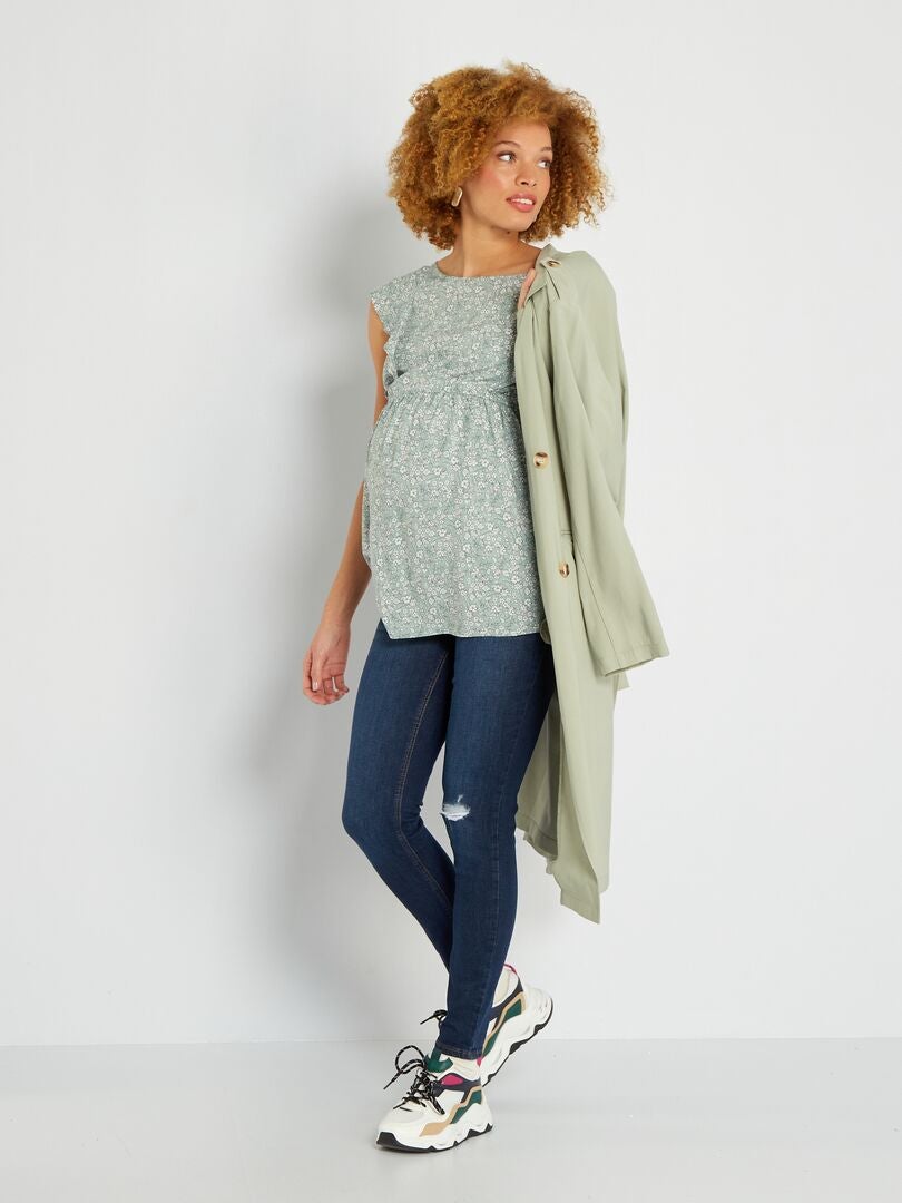 Blouse grossesse fleurie à col rond Vert Kiabi 15 00