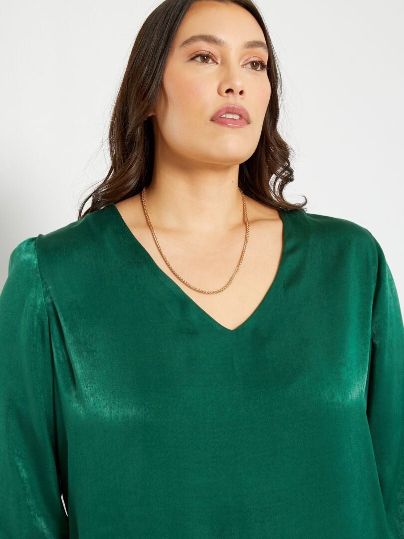 Blouse Satin E Encolure V Vert Kiabi