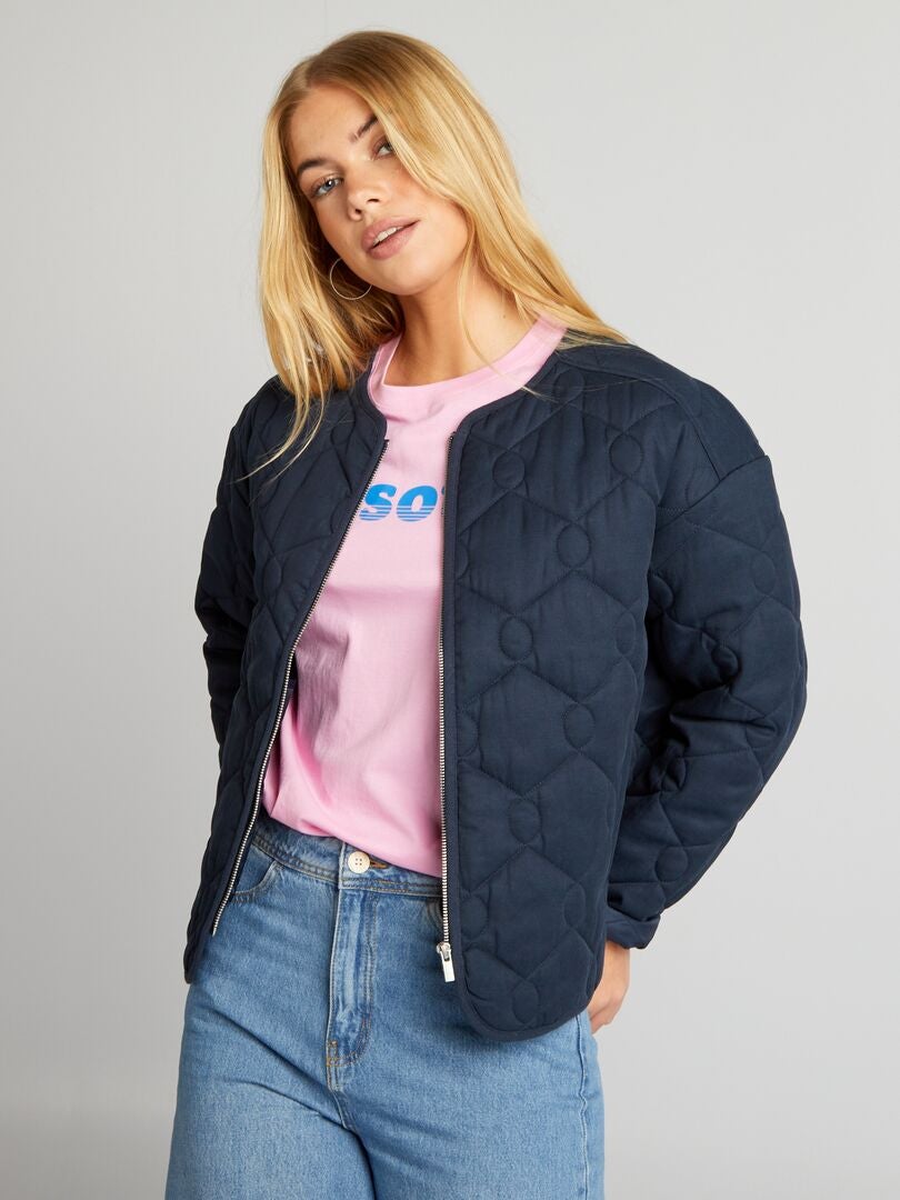 Blouson Matelass Fantaisie Bleu Marine Kiabi