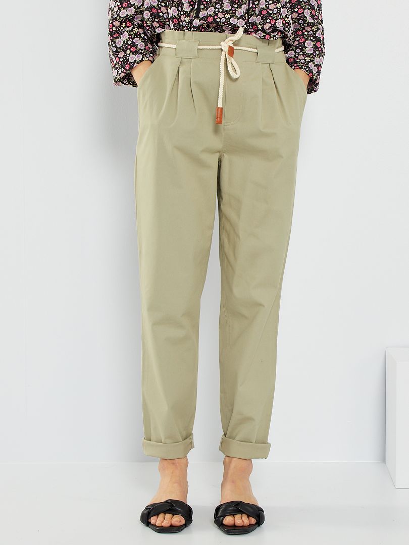 Broek Van Keperstof Licht Khaki Kiabi