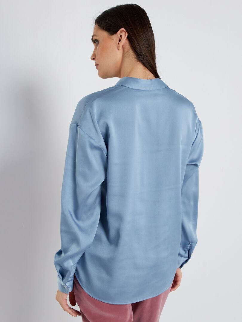 Chemise Longue Satin E Bleu Denim Kiabi