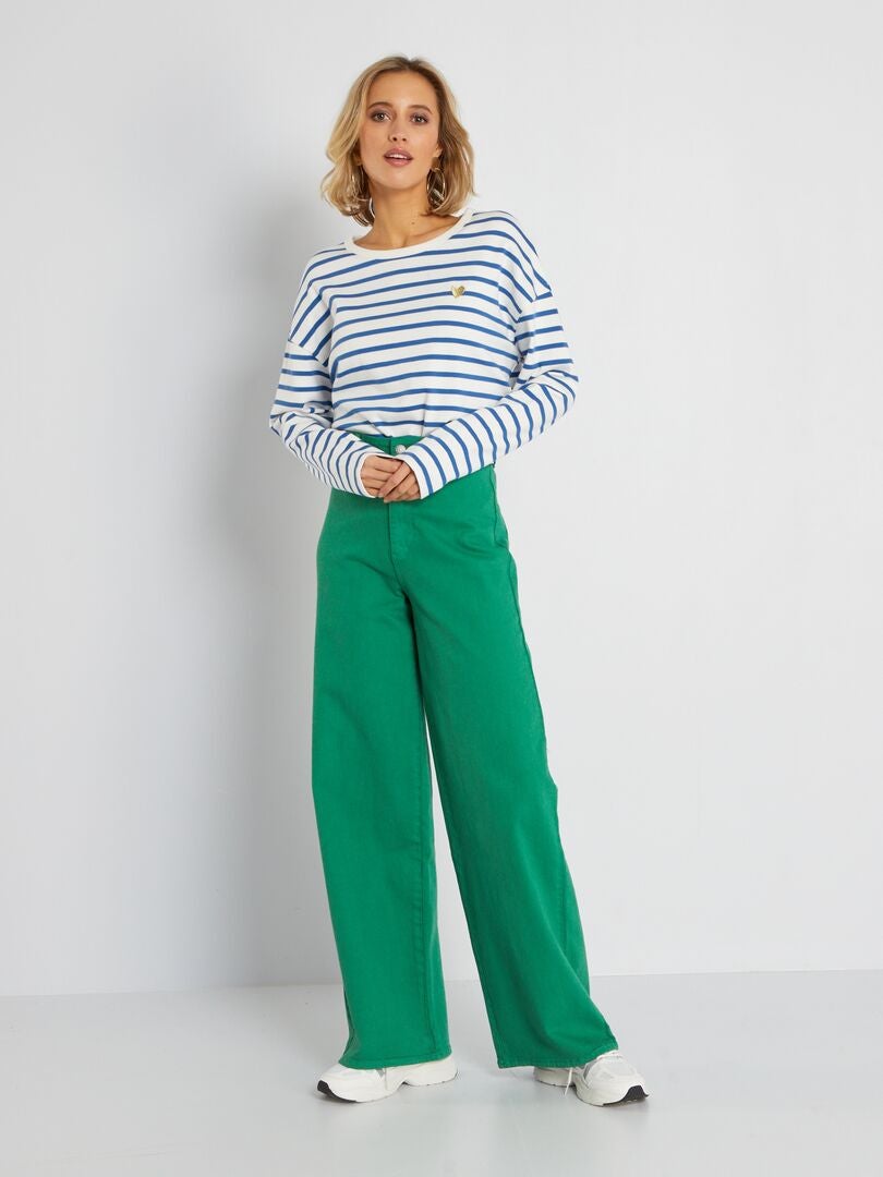 Jeans Met Wijde Pijpen Groen Kiabi 20 00