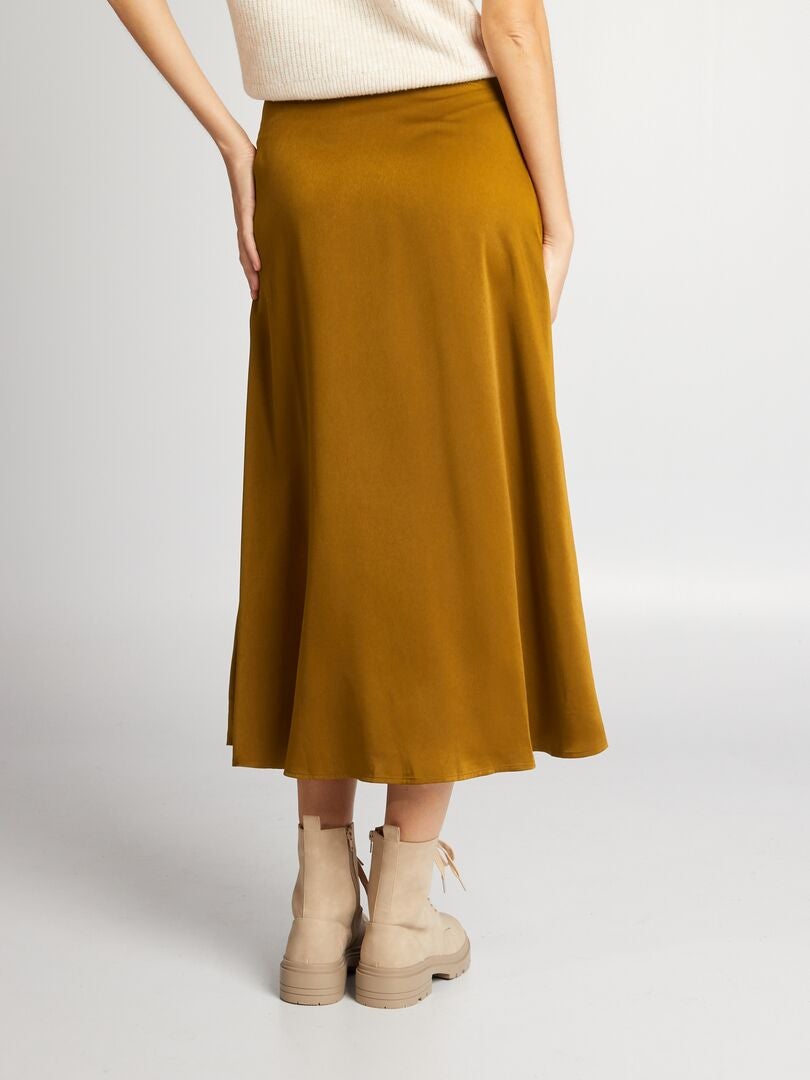 Jupe Midi En Satin Camel Kiabi