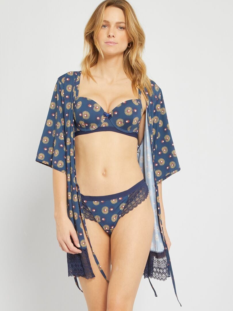 Kimono Mojito Lingerie Imprim Bleu Kiabi