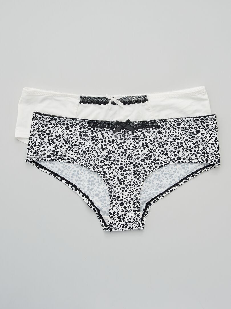 Lot De Shorties Envie De Lingerie Blanc Noir Kiabi