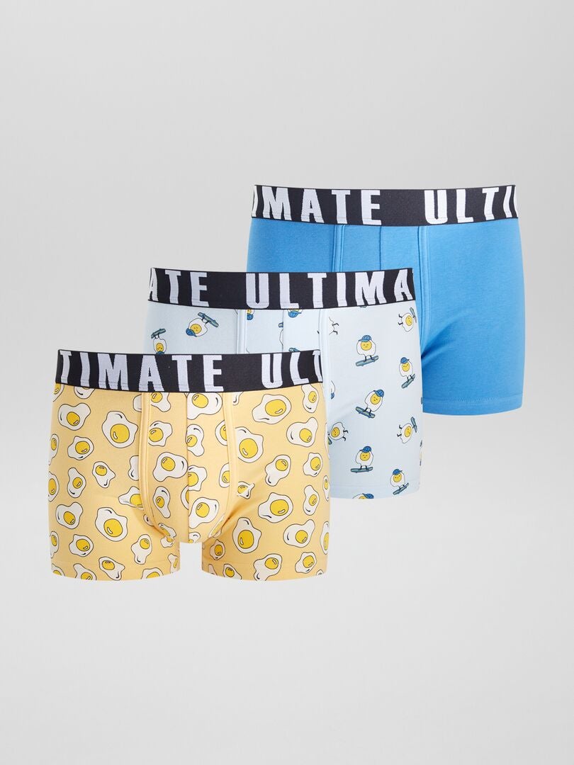 Lot De Boxers Fantaisie Bleu Jaune Kiabi