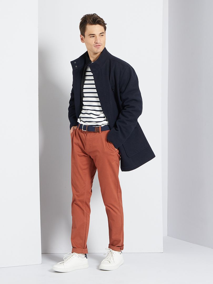 Manteau Effet Lainage Bleu Marine Kiabi