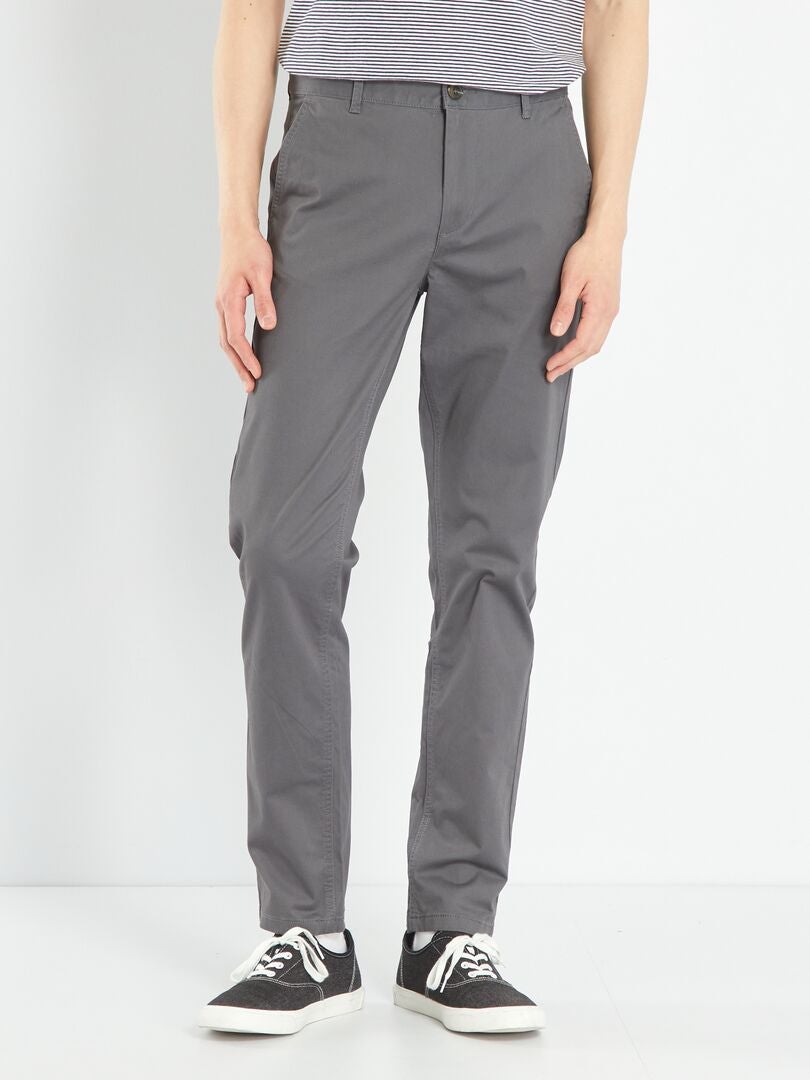 Pantalon Chino Slim Gris Kiabi