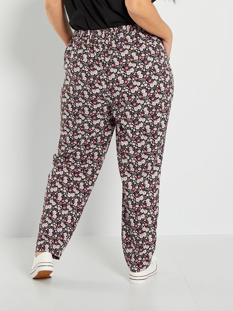 Pantalon Fluide Fleuri Noir Kiabi 20 00