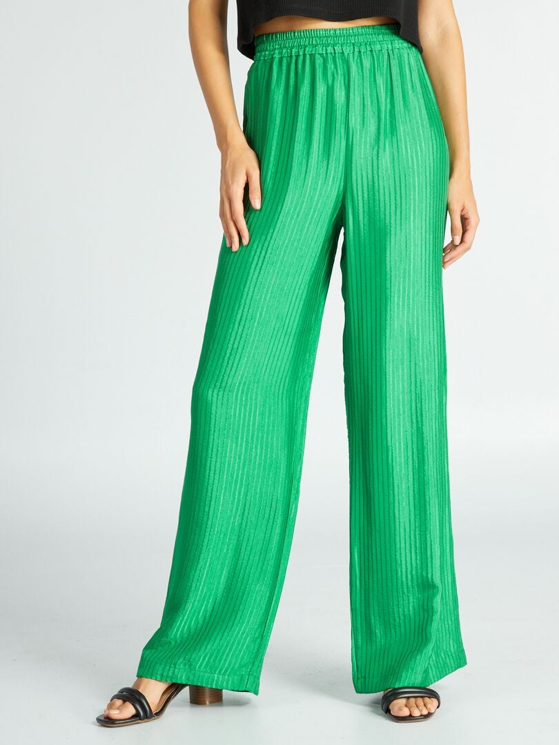 Pantalon large satiné vert Kiabi 22 00