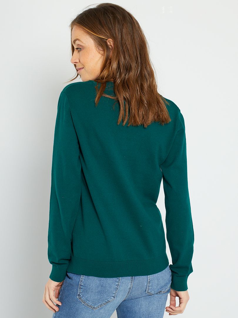 Pull Basique Col V Vert Kiabi