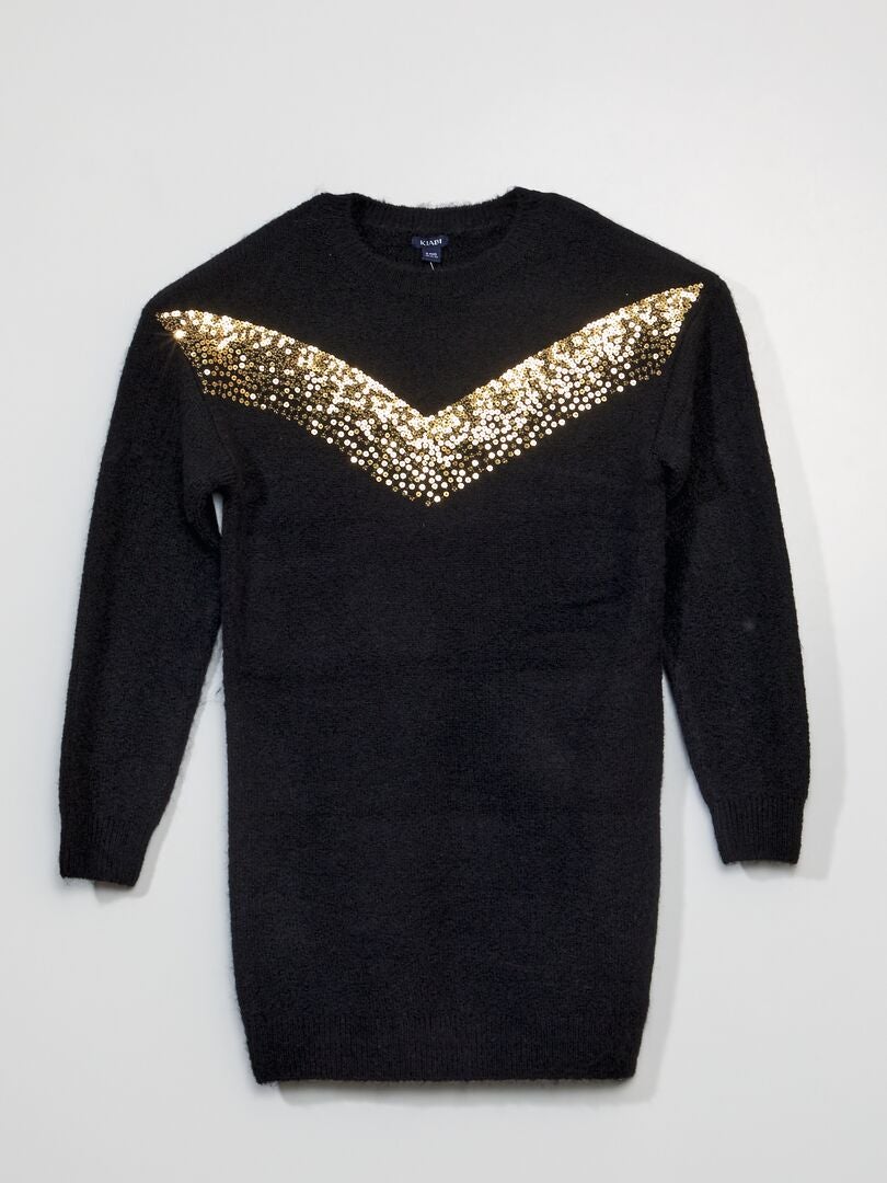 Robe En Maille Avec Sequins Noir Kiabi 16 00