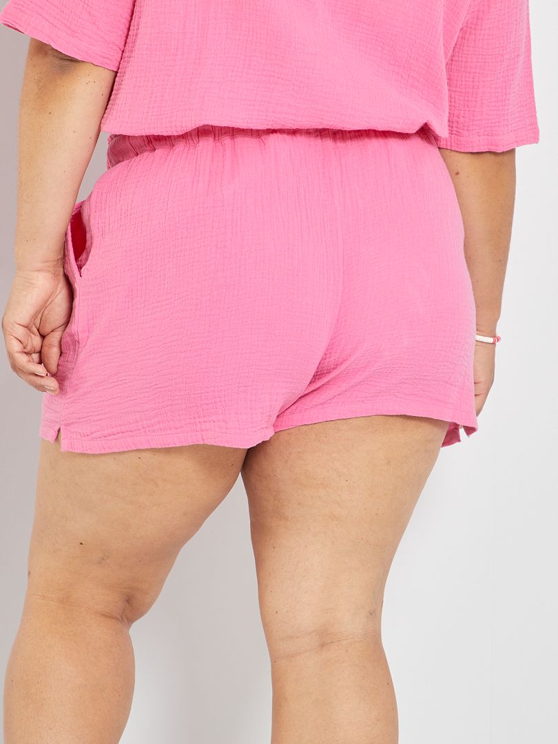 Short En Gaze De Coton Rose Kiabi