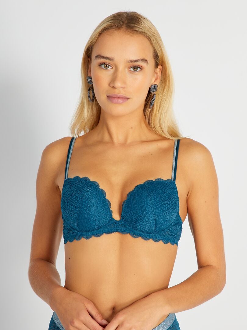 Soutien gorge push up dentelle bleu foncé Kiabi 15 00