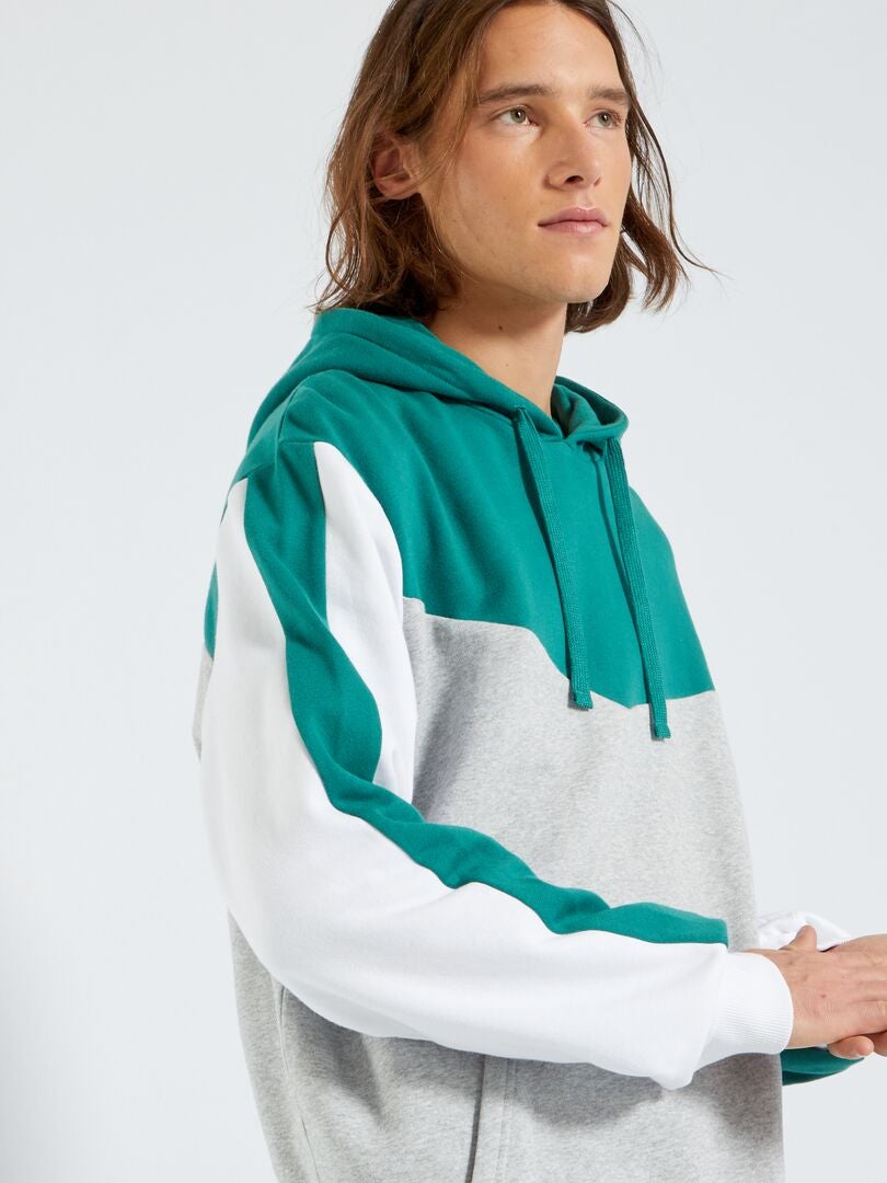 Sweat Capuche Colorblock Vert Kiabi