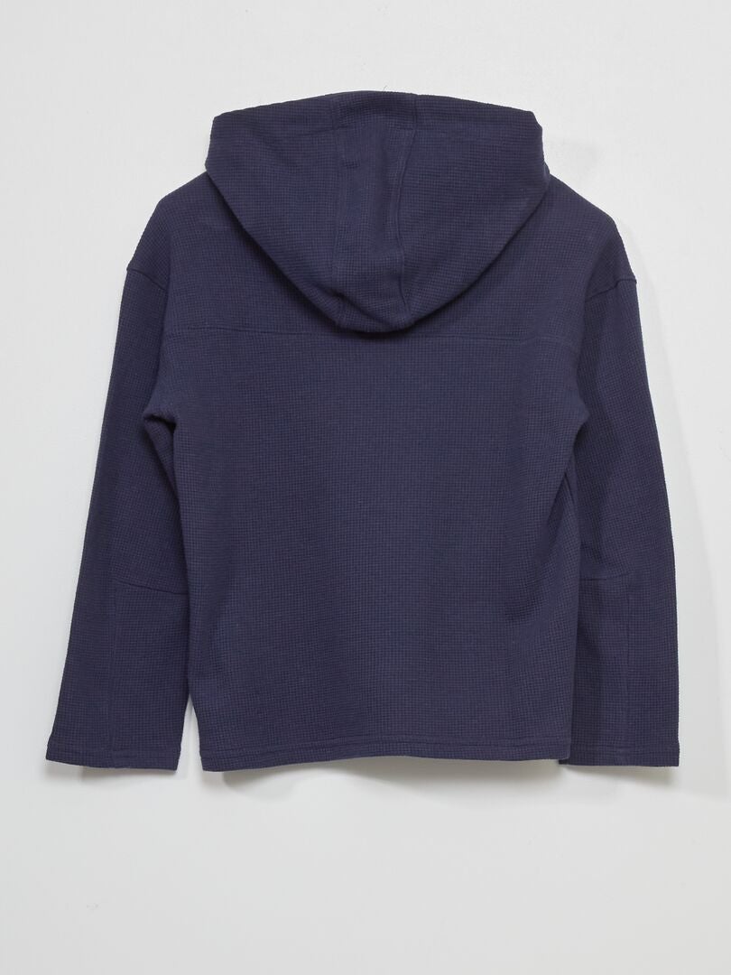 Sweat Capuche En Nid D Abeille Bleu Noir Kiabi