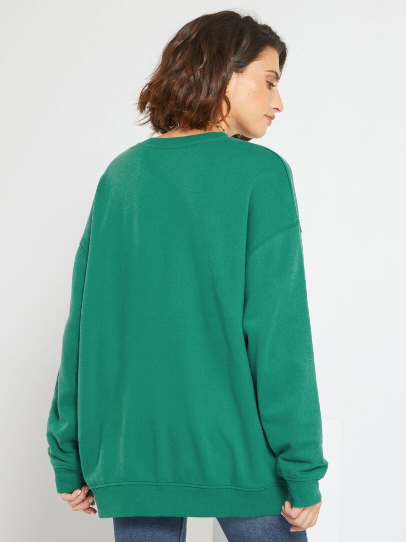 Sweater Van Joggingstof In Campusstijl Groen Kiabi