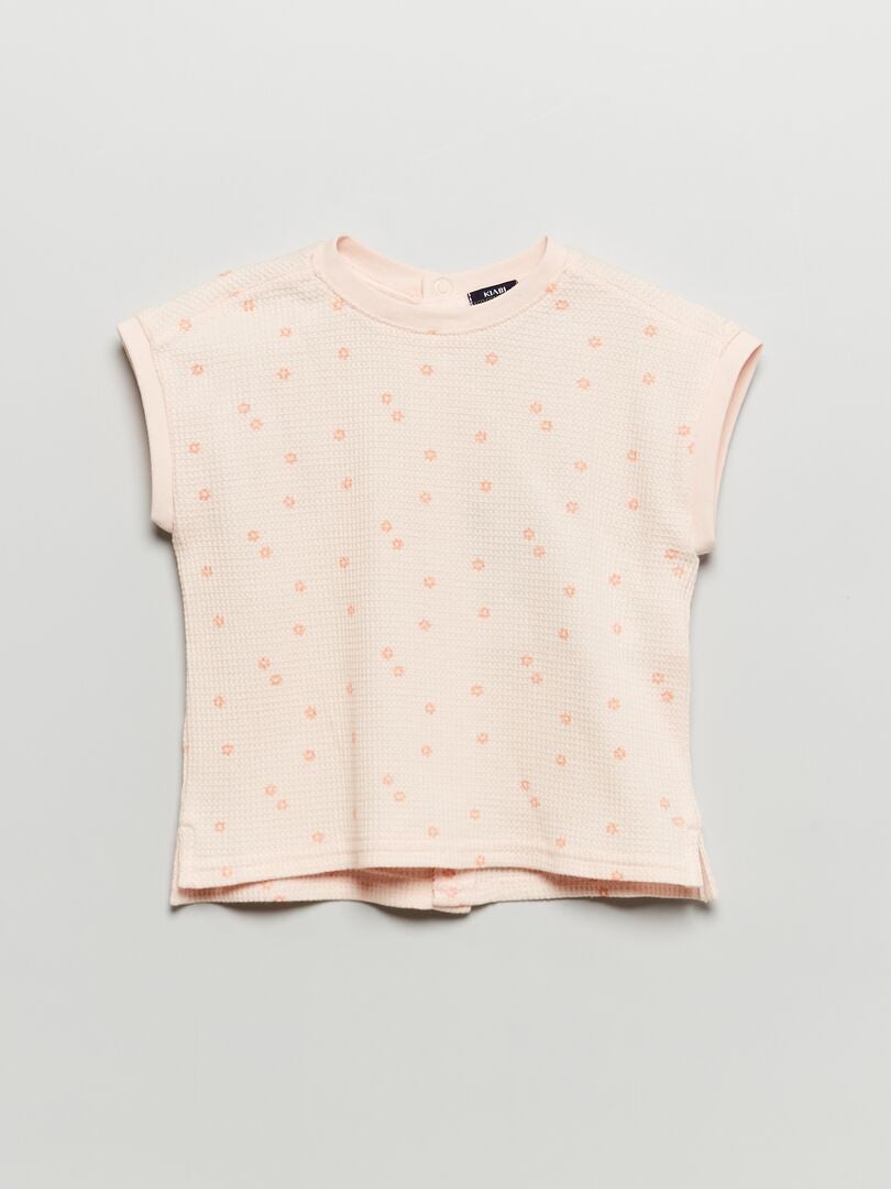 T shirt en nid d abeille Rose poudré Kiabi 6 00