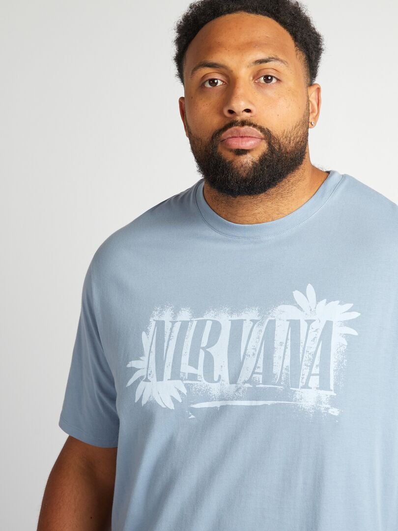 T Shirt Met Korte Mouw Nirvana Blauw Kiabi