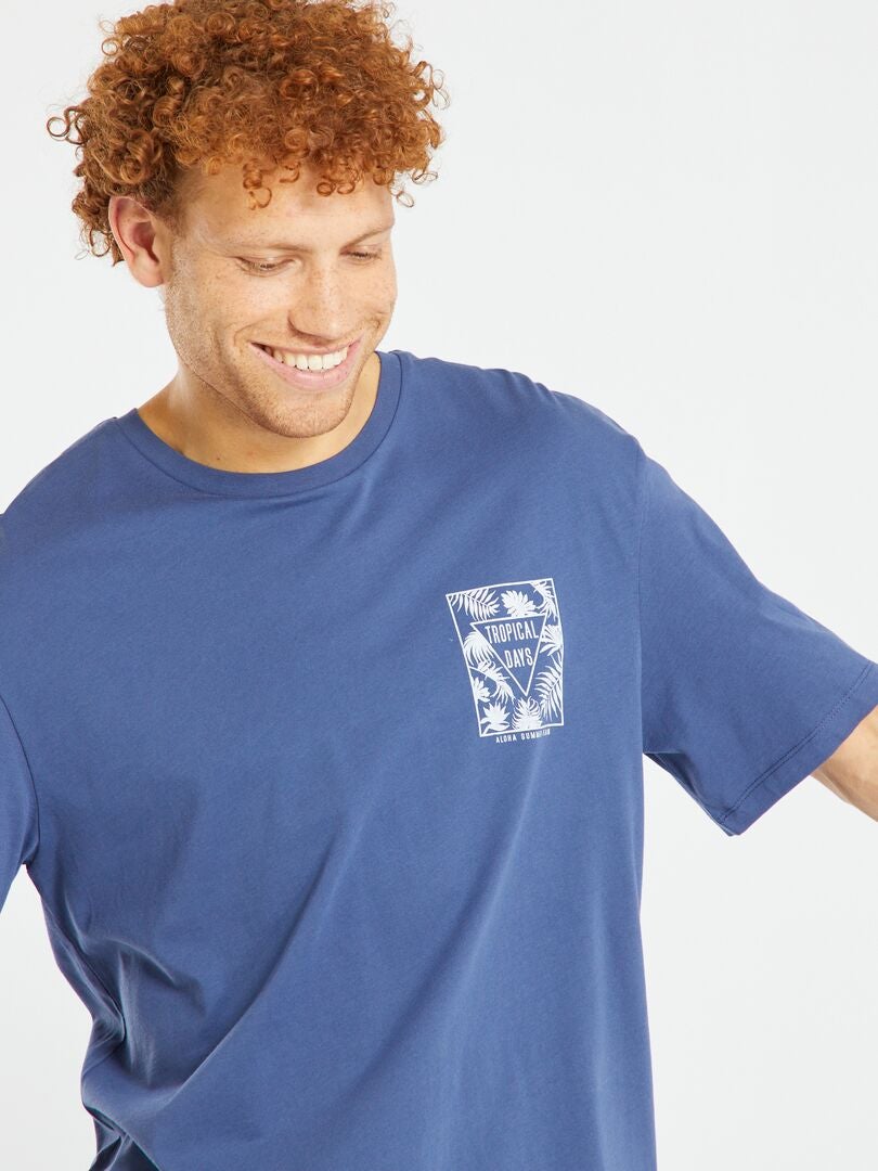 T Shirt Met Korte Mouw Van Produkt Blauw Kiabi