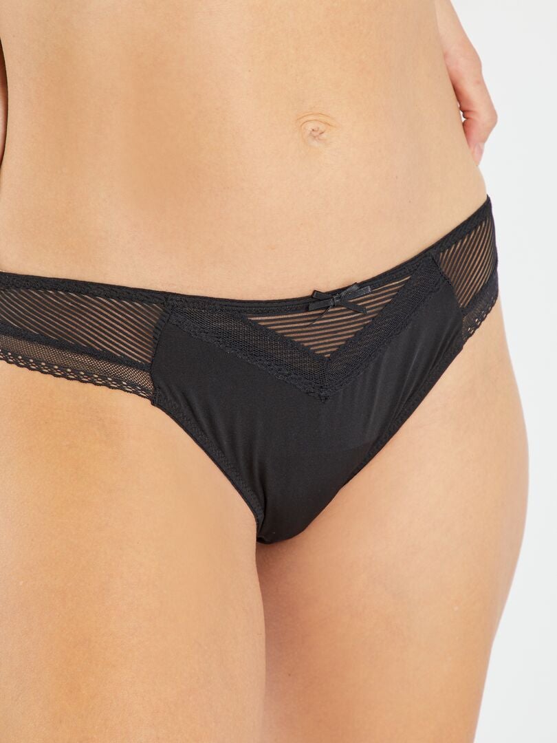 Tangaslip Van Opengewerkte Microvezel Envie De Lingerie Zwart