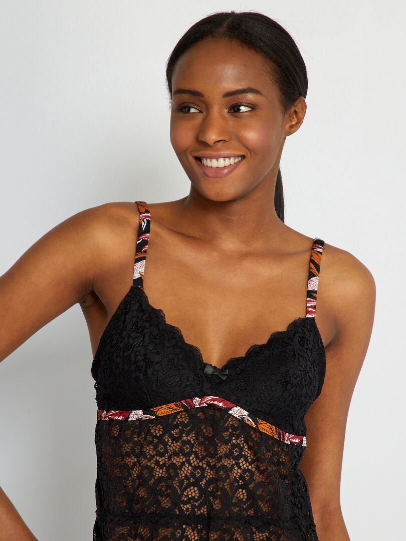 Top dentelle Envie de Lingerie noir imprimé Kiabi 13 00