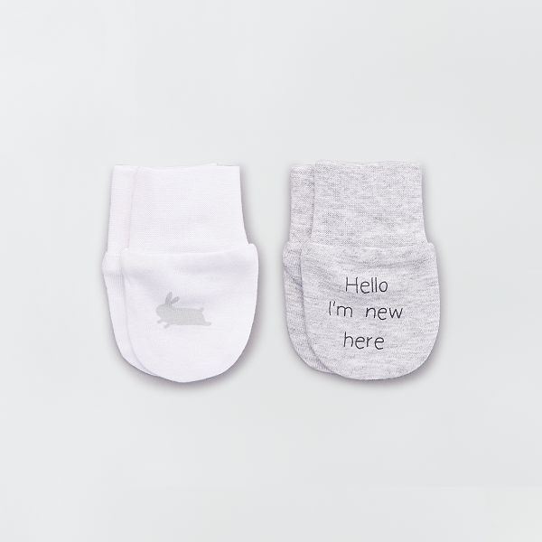 2 Paires De Moufles Anti Griffure Bebe Garcon Gris Blanc Kiabi 3 00