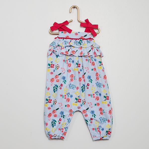 Barboteuse A Fleurs Bebe Fille Bleu Rose Kiabi 7 00