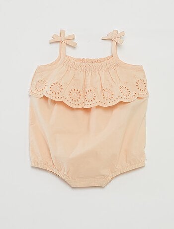 Barboteuse courte avec broderies anglaises