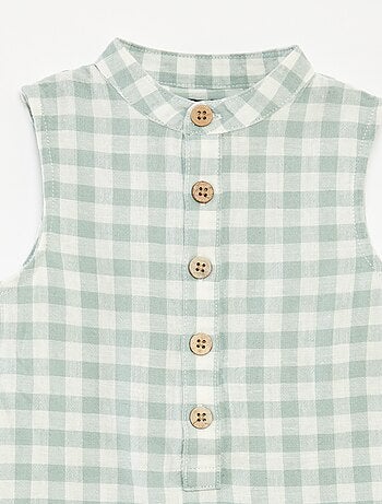 Barboteuse courte avec col mao