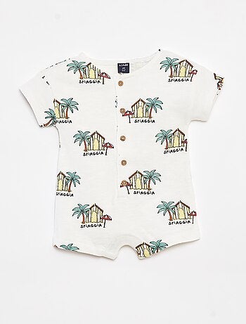 Barboteuse courte en french terry à motifs