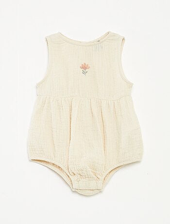 Barboteuse en gaze de coton unie