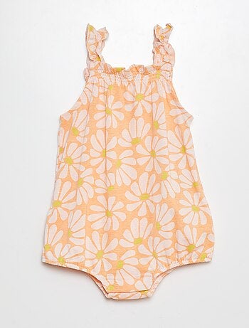 Barboteuse short à bretelles