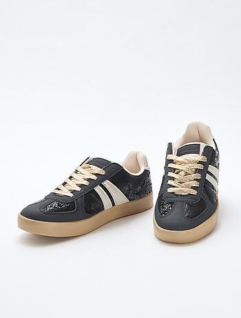 Baskets basses effet or