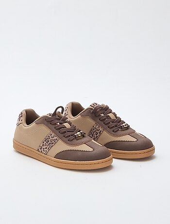Baskets mode avec empiècements imprimés léopard