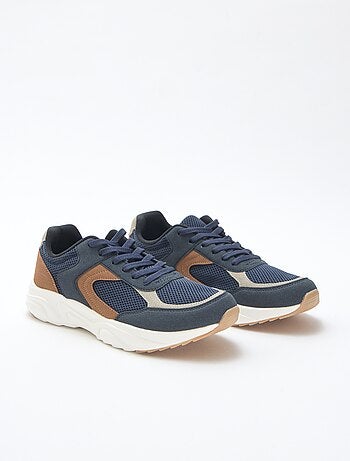 Baskets running en mesh et suédine tricolore