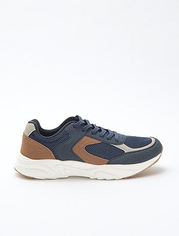 Baskets running en mesh et suédine tricolore