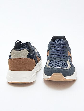 Baskets running en mesh et suédine tricolore