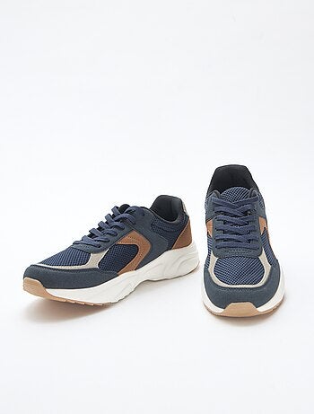 Baskets running en mesh et suédine tricolore
