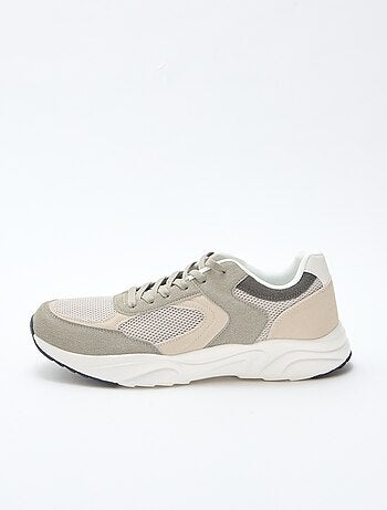 Baskets running en mesh et suédine tricolore