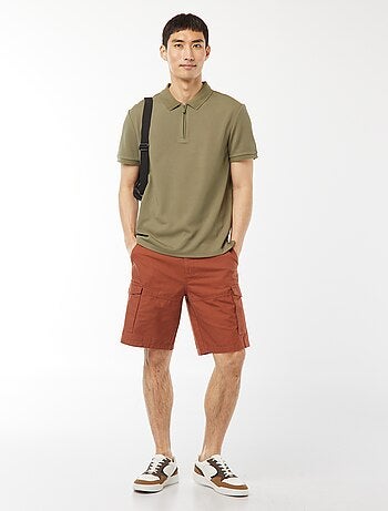 Bermuda chino en twill uni multipoches