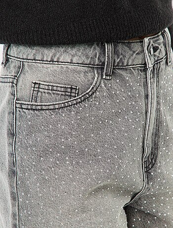 Bermuda en jean 5 poches avec strass