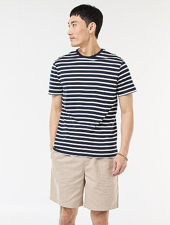 Bermuda uni en coton et lin