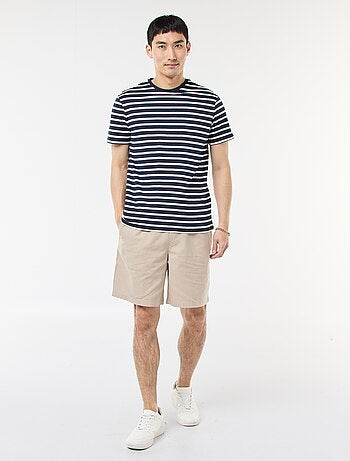 Bermuda uni en coton et lin