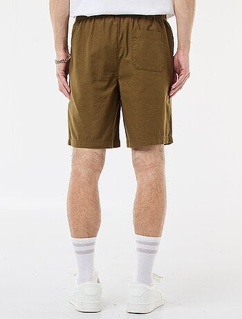 Bermuda uni en coton et lin