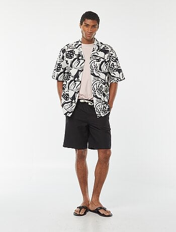 Bermuda uni taille élastiquée + cordons