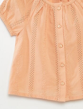 Blouse à manches courtes avec broderies anglaises