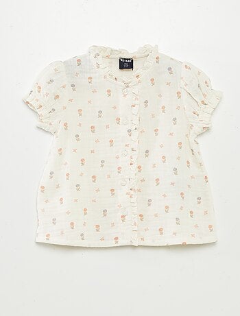 Blouse à manches courtes en gaze de coton